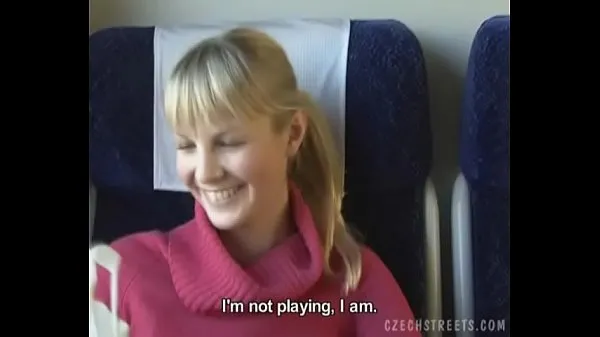 HD Czech streets Blonde girl in train energiklipp