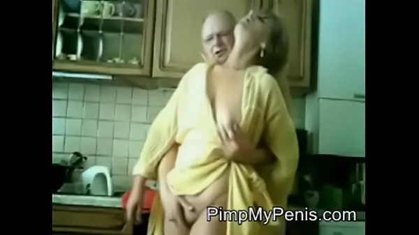 HD old couple having fun in cithen energy Clips