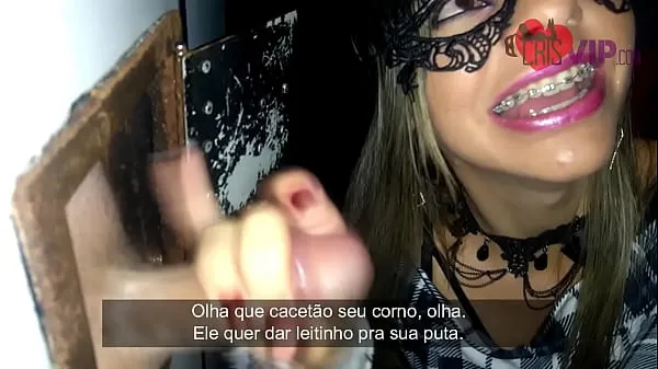 HD Cristina Almeida invites some unknown fans to participate in Gloryhole 4 in the booth of the cinema cine kratos in the center of são paulo, she curses her husband cuckold a lot while he films her drinking milk energialeikkeet