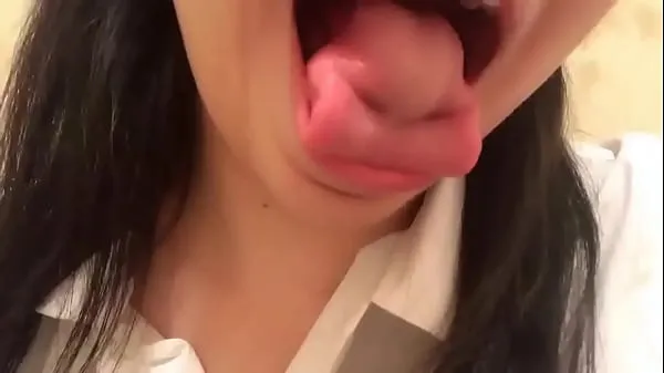 HD Japanese girl showing crazy tongue skills energy Clips