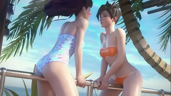 HD D.Va and Tracer on Vacation Overwatch (Animation W/Sound energy Clips