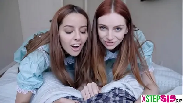 HD Creepy teen stepsisters share his cock in a threesome energia klipek