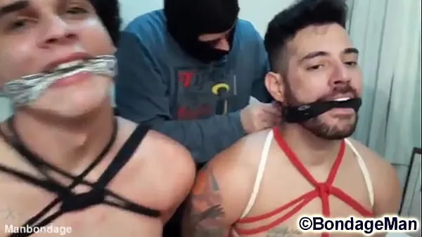 HD Luan Santiago ans Leicy kissing gagged backstage from BondageMan energy Clips