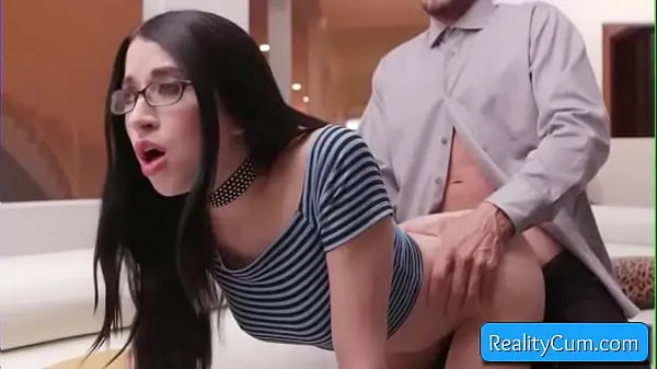HD Sexy and nerdy big tit brunette teen Alex Coal loves getting her pussy pounded hard from behind by huge dick คลิปพลังงาน