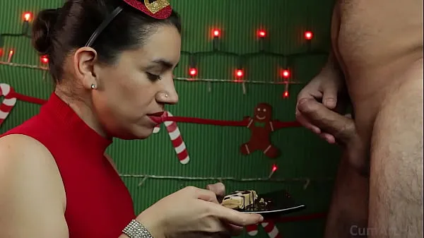 Klipy energetyczne Merry Christmas! Let's celebrate with cum on food HD