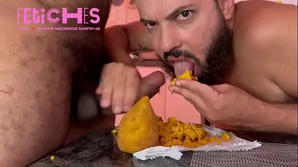 HD COXINHA- boy sucks thick dick while eating coxinha energy Clips