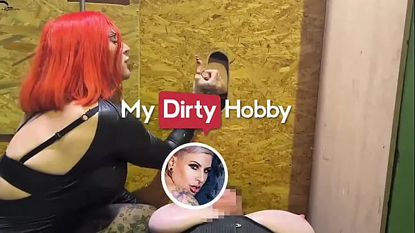 HD MyDirtyHobby - Busty redhead jerking hard cocks in gloryhole energy Clips