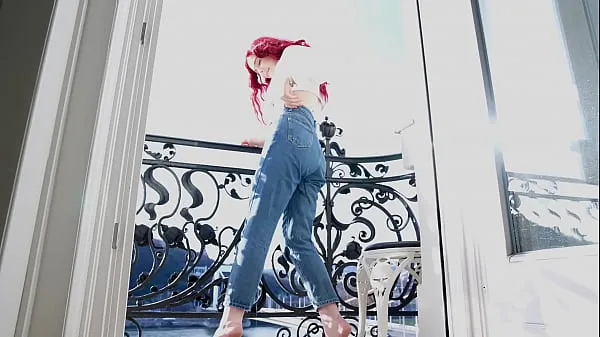 HD Wetting jeans and smoking on balcony energy Clips