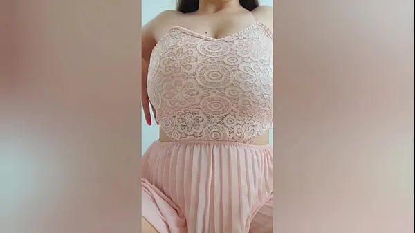 HD Young cutie in pink dress playing with her big tits in front of the camera - DepravedMinx energy Clips