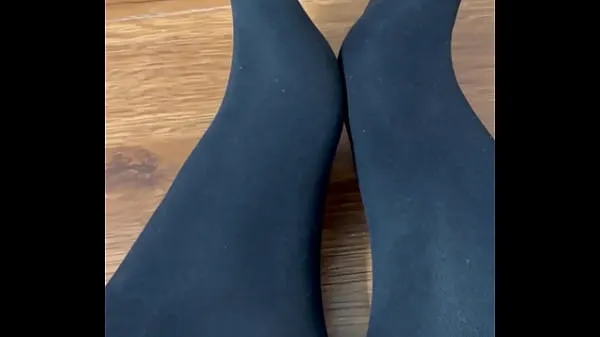 HD Flaunting and rubbing together my black nylon feet energy Clips